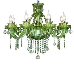 Designer Touch Decorative European Style Crystal Green Chandelier Candle Pendant Light