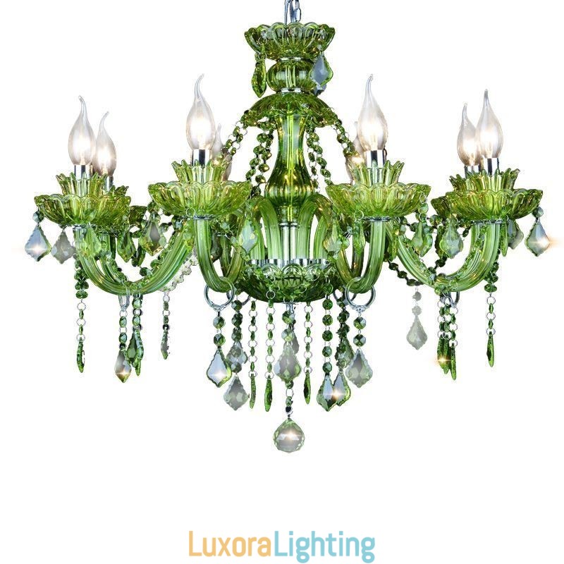 Designer Touch Decorative European Style Crystal Green Chandelier Candle Pendant Light