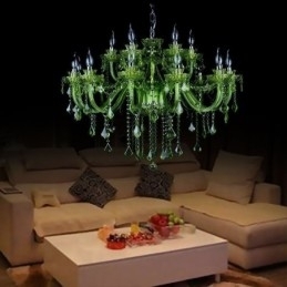 Designer Touch Decorative European Style Crystal Green Chandelier Candle Pendant Light