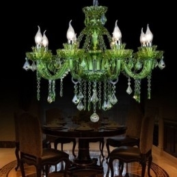 Designer Touch Decorative European Style Crystal Green Chandelier Candle Pendant Light