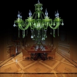 Designer Touch Decorative European Style Crystal Green Chandelier Candle Pendant Light