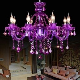 Designer Touch Decorative Elegant Purple Crystal Ceiling Light European Chandelier