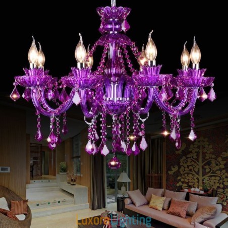 Designer Touch Decorative Elegant Purple Crystal Ceiling Light European Chandelier