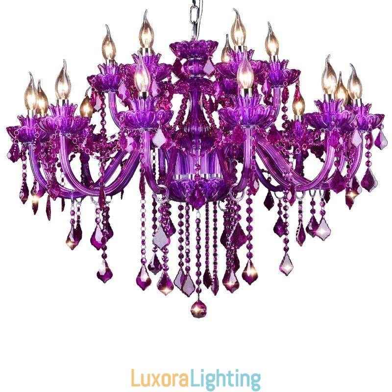 Designer Touch Decorative Elegant Purple Crystal Ceiling Light European Chandelier