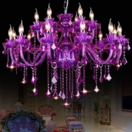 Designer Touch Decorative Elegant Purple Crystal Ceiling Light European Chandelier