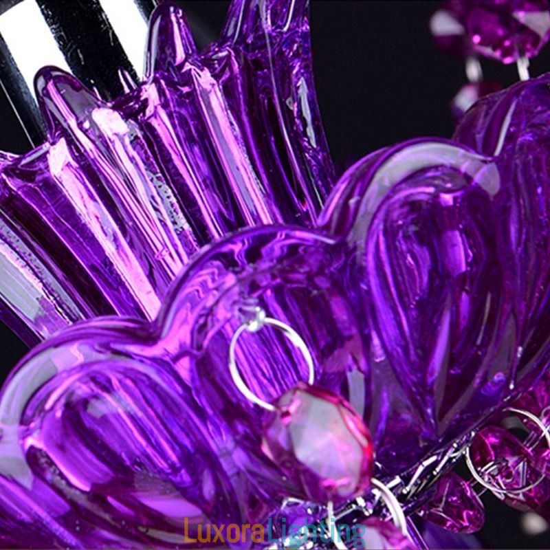 Designer Touch Decorative Elegant Purple Crystal Ceiling Light European Chandelier