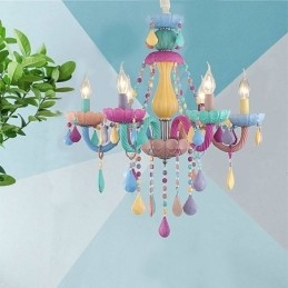 Designer Touch Decorative European Colorful Crystal Chandelier Macaron Pendant Light