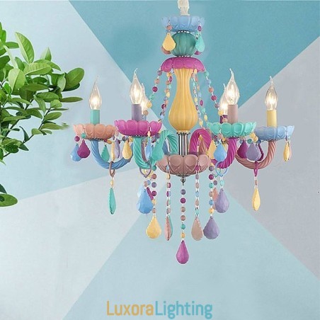 Designer Touch Decorative European Colorful Crystal Chandelier Macaron Pendant Light