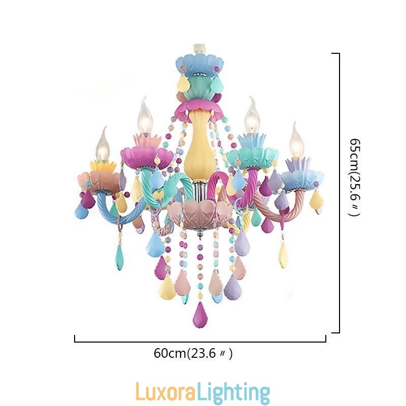 Designer Touch Decorative European Colorful Crystal Chandelier Macaron Pendant Light