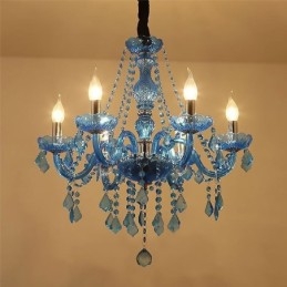 Designer Touch Decorative European Style Blue Crystal Chandelier Unique Pendant Light