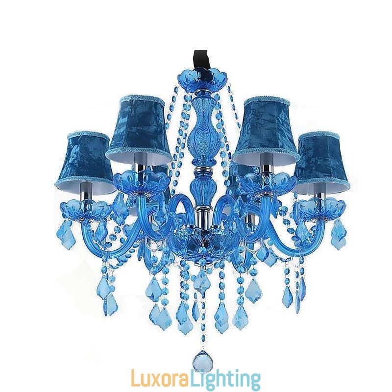 Designer Touch Decorative European Style Blue Crystal Chandelier Unique Pendant Light