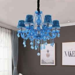 Designer Touch Decorative European Style Blue Crystal Chandelier Unique Pendant Light