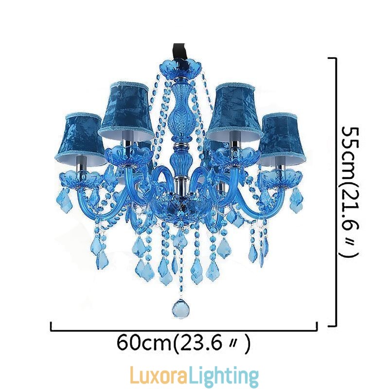 Designer Touch Decorative European Style Blue Crystal Chandelier Unique Pendant Light