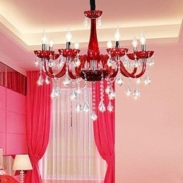 Designer Touch Decorative Modern European Crystal Chandelier Red Colour Ceiling Light