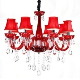 Designer Touch Decorative Modern European Crystal Chandelier Red Colour Ceiling Light