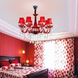 Designer Touch Decorative Modern European Crystal Chandelier Red Colour Ceiling Light