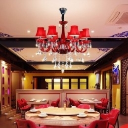 Designer Touch Decorative Modern European Crystal Chandelier Red Colour Ceiling Light
