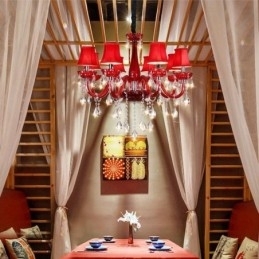 Designer Touch Decorative Modern European Crystal Chandelier Red Colour Ceiling Light