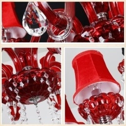 Designer Touch Decorative Modern European Crystal Chandelier Red Colour Ceiling Light