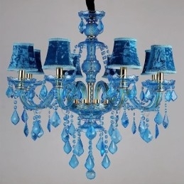 Designer Touch Decorative Large Blue Crystal Chandelier European Pendant Light