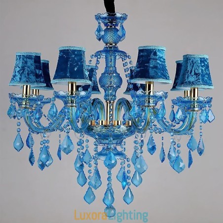 Designer Touch Decorative Large Blue Crystal Chandelier European Pendant Light