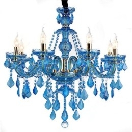 Designer Touch Decorative Large Blue Crystal Chandelier European Pendant Light