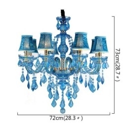 Designer Touch Decorative Large Blue Crystal Chandelier European Pendant Light
