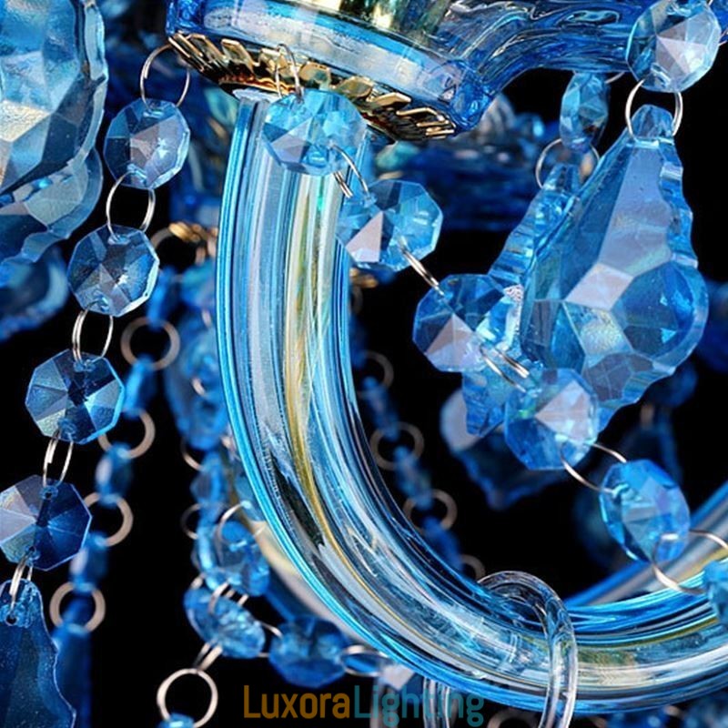 Designer Touch Decorative Large Blue Crystal Chandelier European Pendant Light