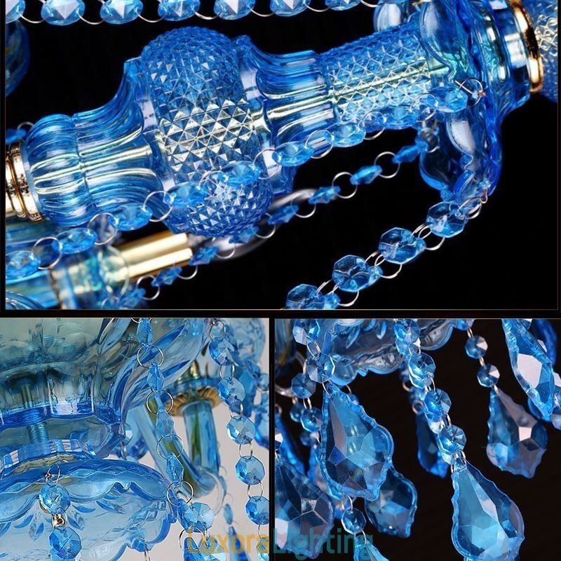 Designer Touch Decorative Large Blue Crystal Chandelier European Pendant Light