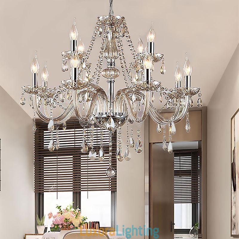 Designer Touch Decorative Large Crystal Chandelier Cognac European Ceiling Light