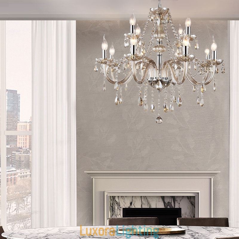 Designer Touch Decorative Large Crystal Chandelier Cognac European Ceiling Light