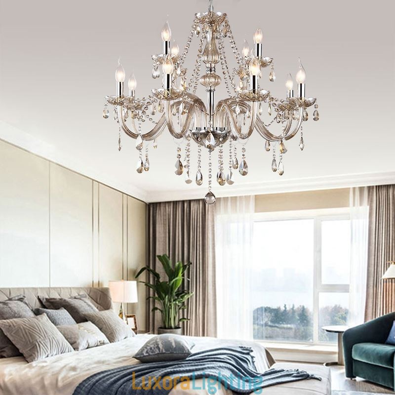 Designer Touch Decorative Large Crystal Chandelier Cognac European Ceiling Light
