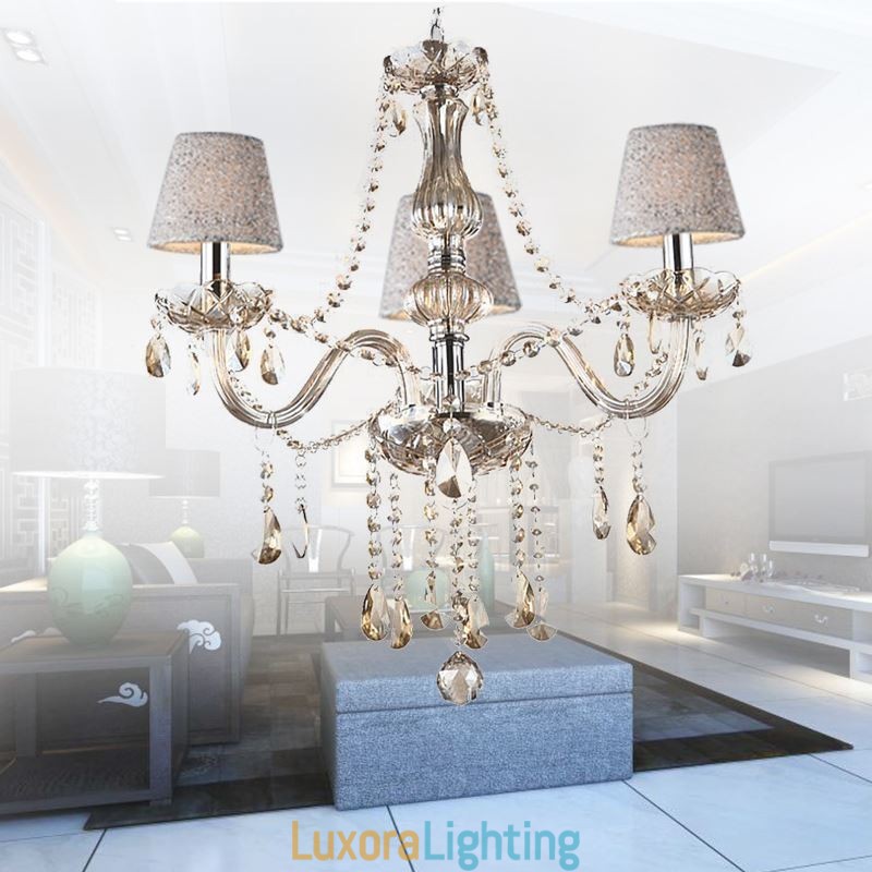 Designer Touch Decorative Classic European Crystal Chandelier Cognac Pendant Light