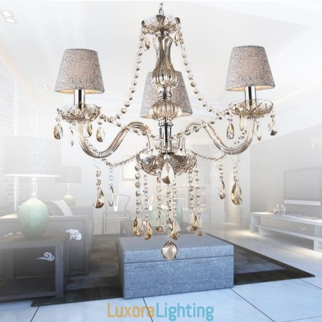 Designer Touch Decorative Classic European Crystal Chandelier Cognac Pendant Light