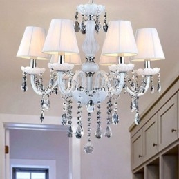 Designer Touch Decorative European Crystal Chandelier Unique White Jade Pendant Light