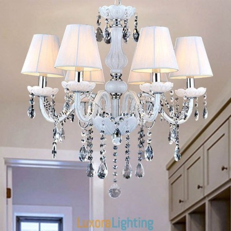Designer Touch Decorative European Crystal Chandelier Unique White Jade Pendant Light