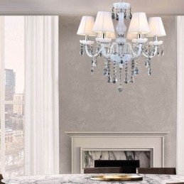 Designer Touch Decorative European Crystal Chandelier Unique White Jade Pendant Light