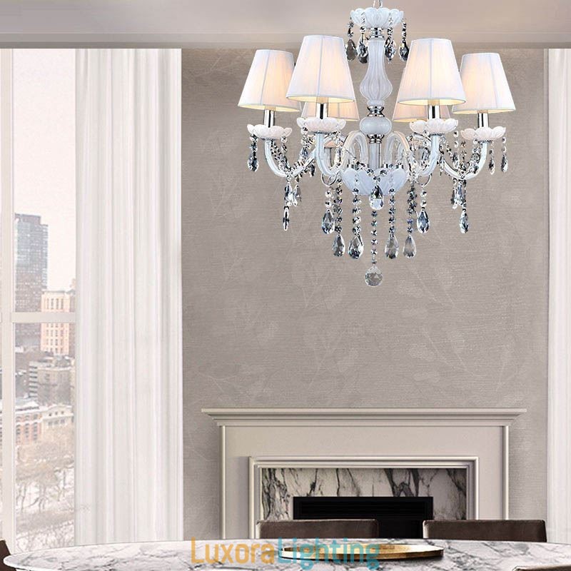 Designer Touch Decorative European Crystal Chandelier Unique White Jade Pendant Light