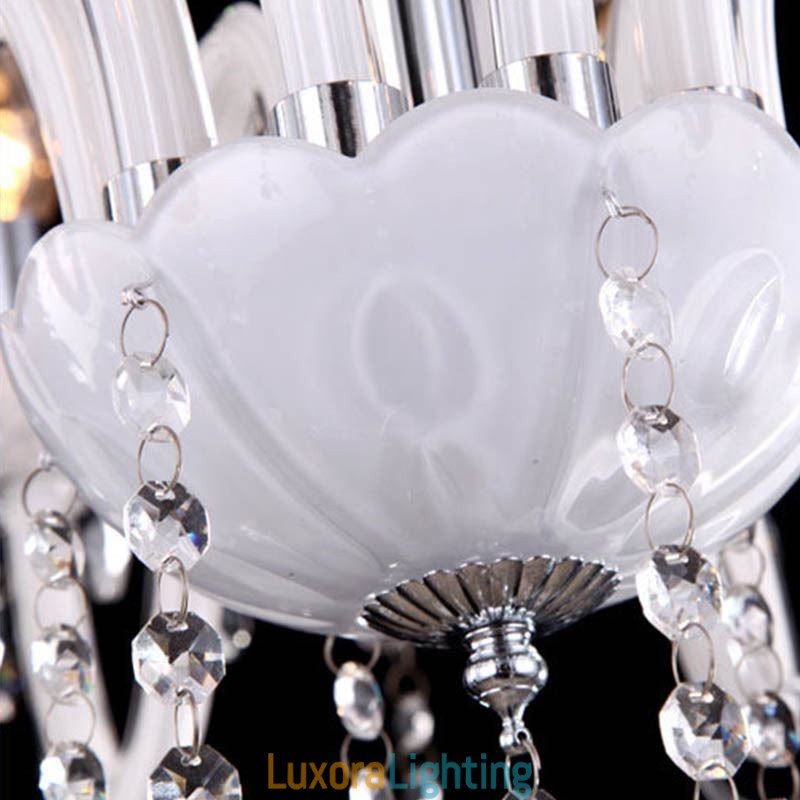 Designer Touch Decorative European Crystal Chandelier Unique White Jade Pendant Light