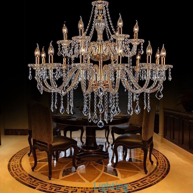 Designer Touch Decorative Luxury Crystal Chandelier Golden European Threaded Arm Ceiling Light