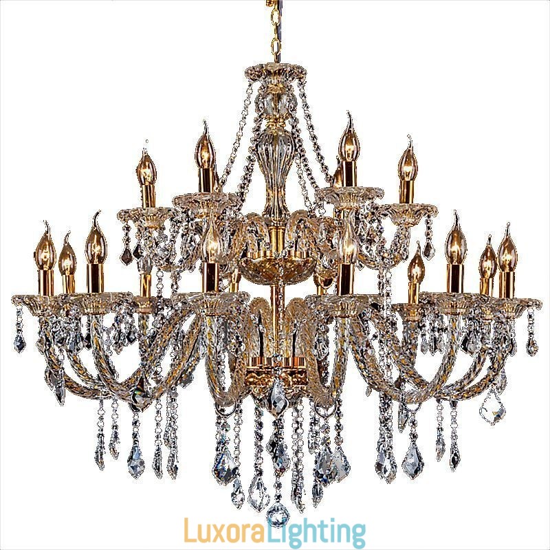 Designer Touch Decorative Luxury Crystal Chandelier Golden European Threaded Arm Ceiling Light