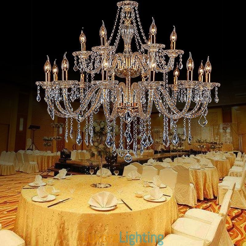 Designer Touch Decorative Luxury Crystal Chandelier Golden European Threaded Arm Ceiling Light