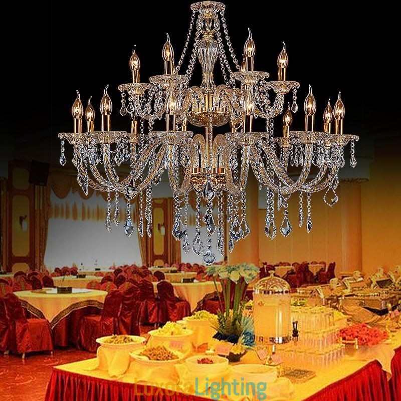Designer Touch Decorative Luxury Crystal Chandelier Golden European Threaded Arm Ceiling Light