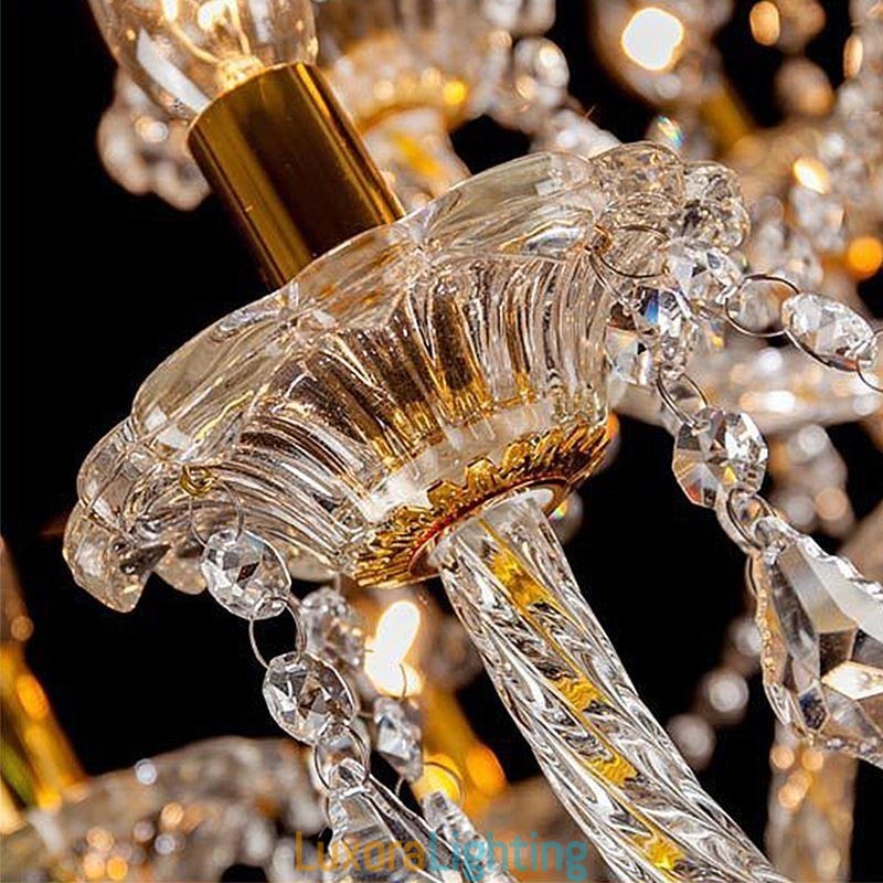 Designer Touch Decorative Luxury Crystal Chandelier Golden European Threaded Arm Ceiling Light