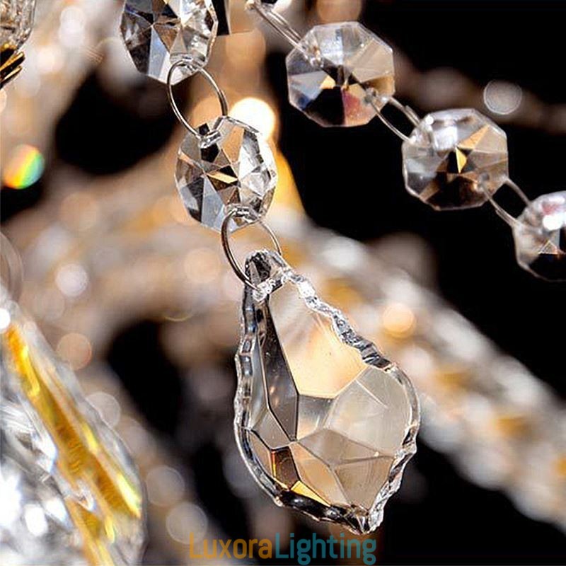 Designer Touch Decorative Luxury Crystal Chandelier Golden European Threaded Arm Ceiling Light