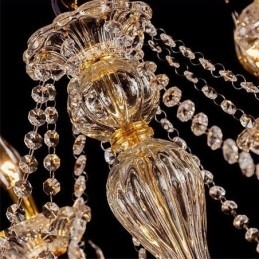 Designer Touch Decorative Luxury Crystal Chandelier Golden European Threaded Arm Ceiling Light