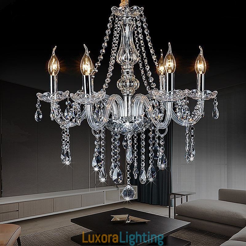 Designer Touch Decorative Large European Crystal Chandelier Transparent Ceiling Light