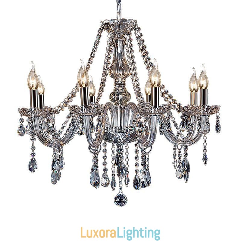 Designer Touch Decorative Large European Crystal Chandelier Transparent Ceiling Light