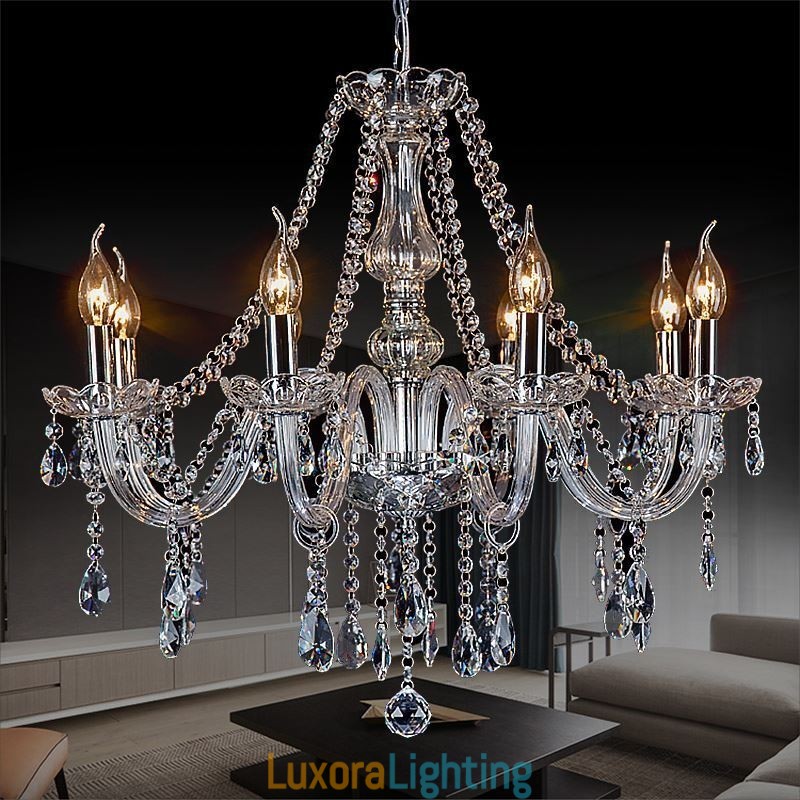 Designer Touch Decorative Large European Crystal Chandelier Transparent Ceiling Light