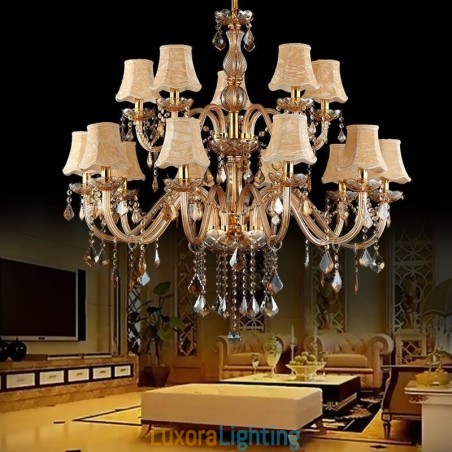 Designer Touch Decorative Large Luxury Crystal Chandelier European Amber Ceiling Light
